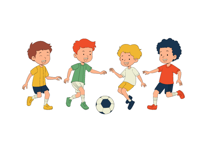 サッカーをしている子供たちのイラスト