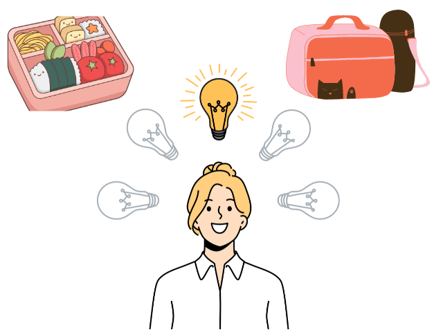 お弁当の事で良い考えが閃いた女性のイラスト