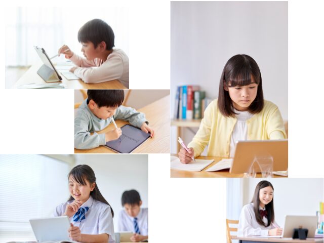 タブレット学習に取り組む子ども