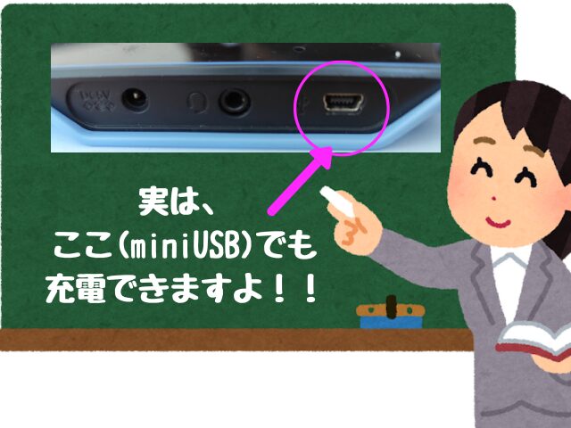 miniUSBでも充電できます