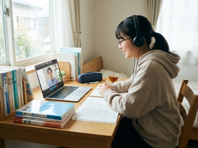 オンライン家庭教師を受ける学生
