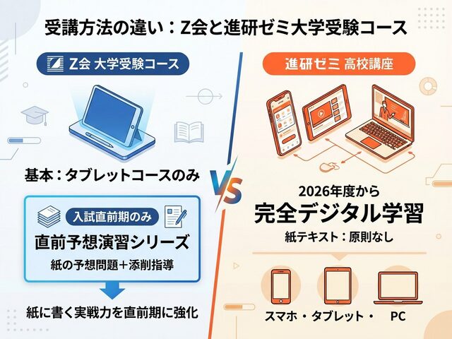Z会と進研ゼミ受講スタイルの違い