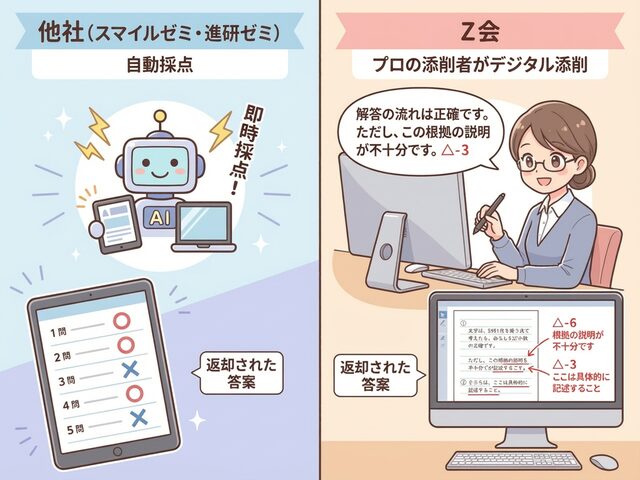 Z会と他社の添削指導違い