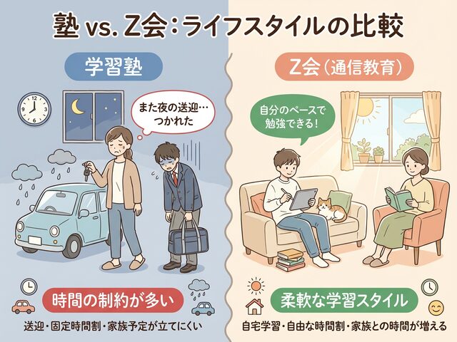 Ｚ会と塾のライフスタイル違い