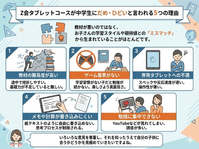 z会タブレットコースがダメひどいと言われる理由